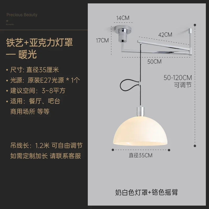 Afralia™ Retractable Pendant Lights LED E27 Modern Hanging Lamp for Restaurant, Living Room, Cafe