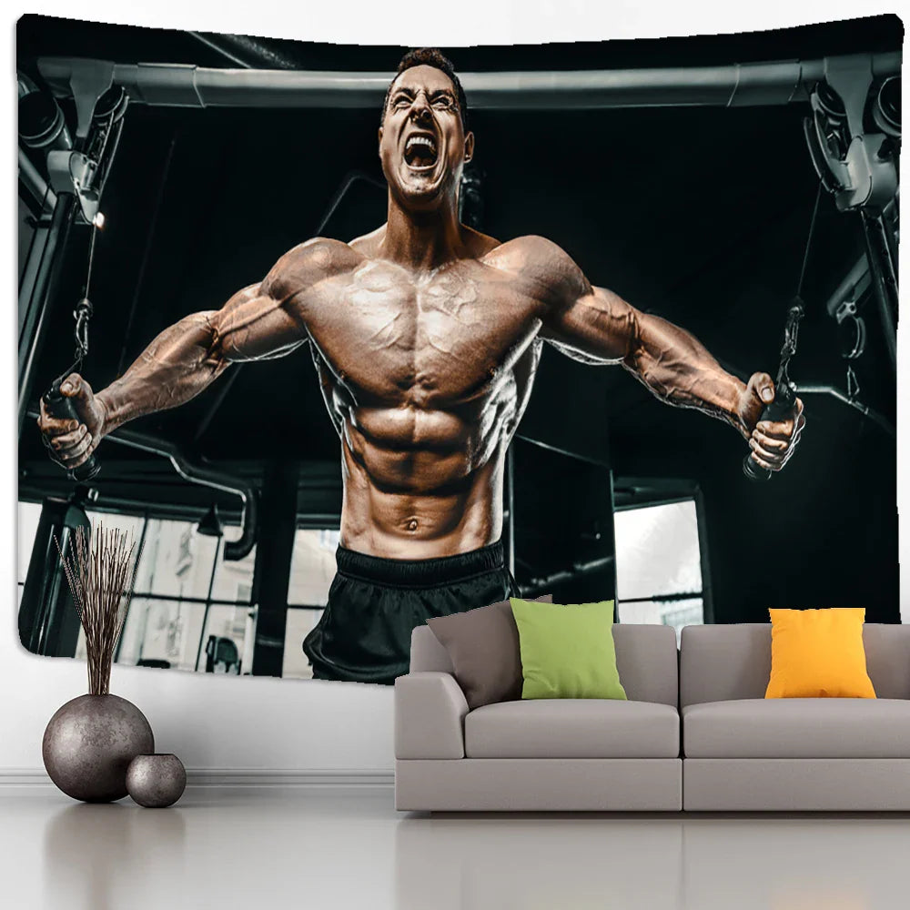 Afralia™ Mystery Muscle Man Tapestry Wall Hanging - Hippie Psychedelic Decor