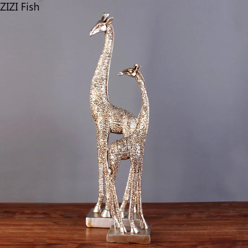 Afralia™ Giraffe Resin Statue Ornament Desk Decoration Room Aesthetic Decor