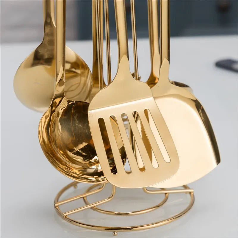 Afralia™ Stainless Steel Nordic Kitchenware Set Cooking Tools Utensils Spoon Cookware