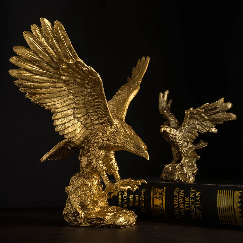 Afralia™ Resin Golden Eagle Statue Figurine Collection for Home Office Decor