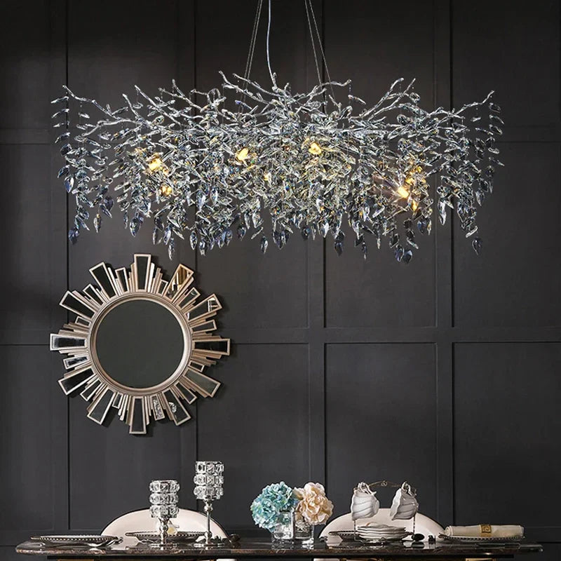 Afralia™ Luxury Crystal Ceiling Chandelier: Branch-Shaped LED Modern Villa Dining Room Living Room Luxe Lighting