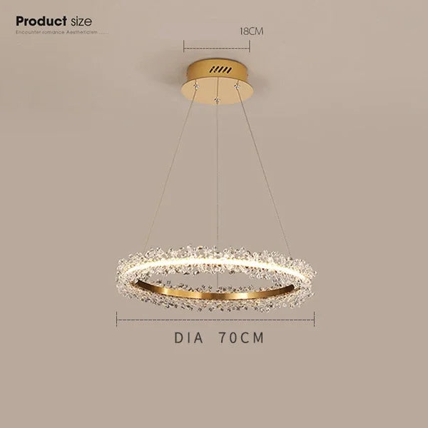 Afralia™ Gold Crystal Ring Chandelier for Living Room and Restaurant Décor