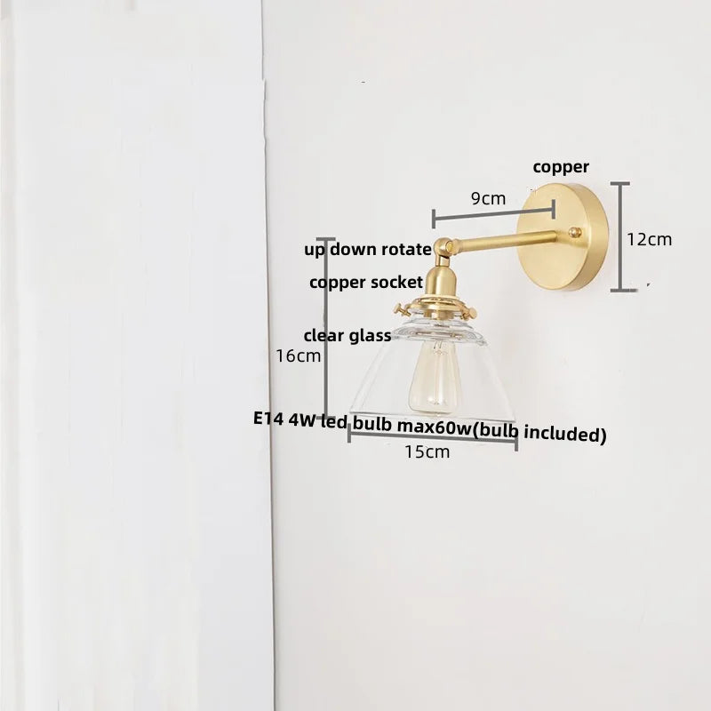 Afralia™ Clear Glass LED Wall Lights Pull Chain Switch Modern Bedside Lamp
