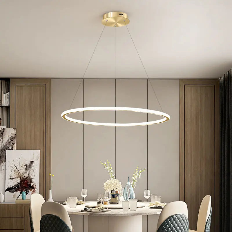 Afralia™ Nordic Round LED Ring Chandelier for Living Dining Bedroom