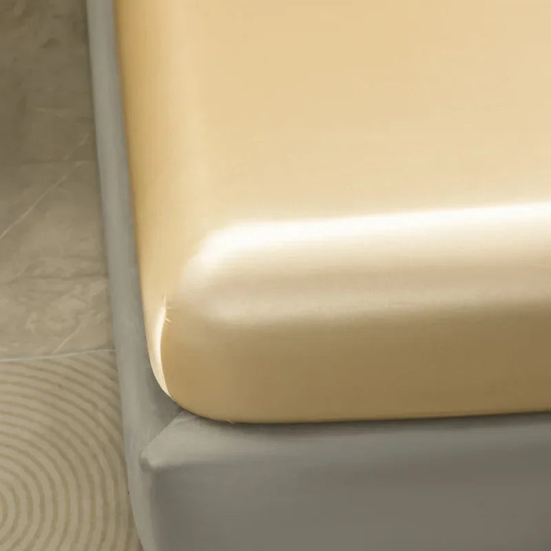 Afralia™ Silky Satin Fitted Sheet Set with Deep Pockets, Queen King Size Bedsheet + 2 Pillowcases