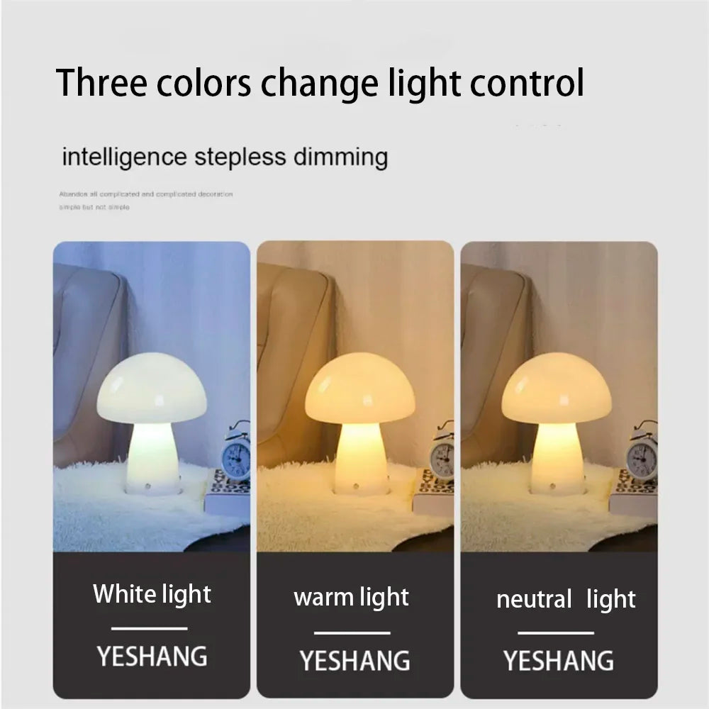 Afralia™ Glass Mushroom Bedside Lamp | Dimmable Swirl Light for Home Decor