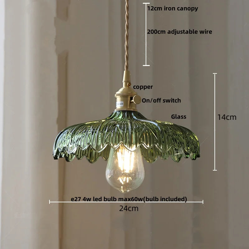 Afralia™ Amber Glass LED Pendant Lamp Modern Nordic Hanging Light