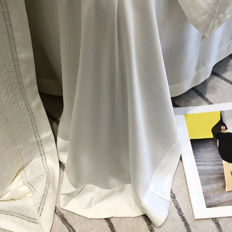 Afralia™ 1000TC Lyocell Fibre Bedding Set with Broadside Embroidery - Soft, Silky & Pure Color