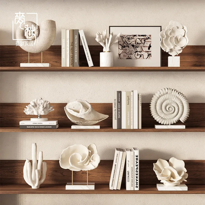 Afralia™ Resin Handicraft Sea Shell Clamshell Decorative Figurines Home Decoration