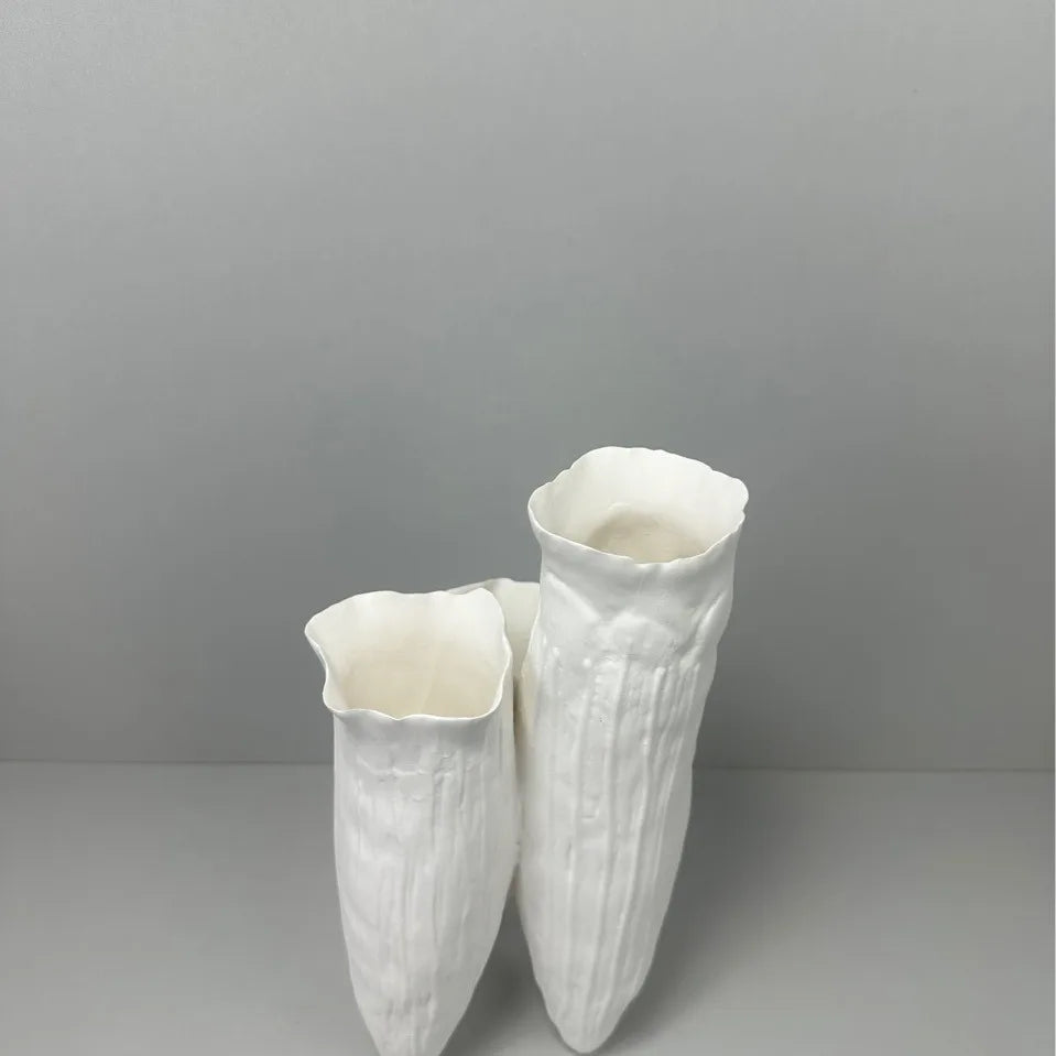 Afralia™ Abstract Coral Reef Ceramic Vase Triangle Shape Handicraft Home Decor Vase