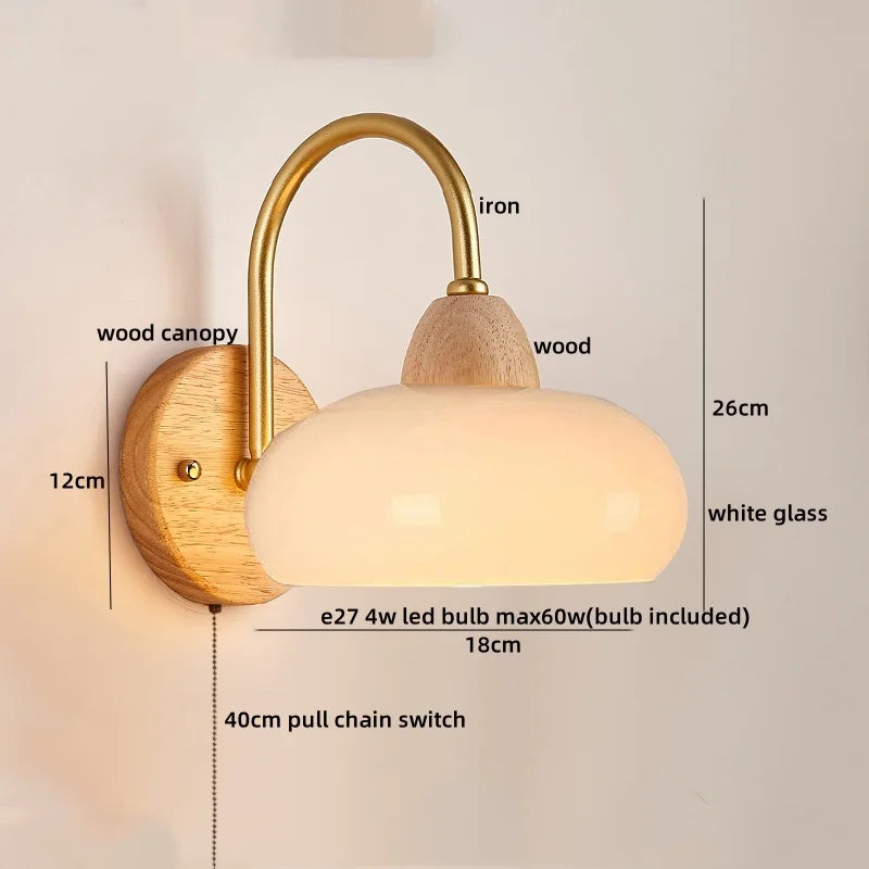 Afralia™ Cotton LED Wall Lamps with Pull Chain Switch for Restaurant Living Room Bedroom