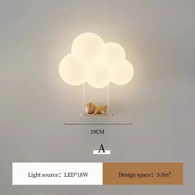 Afralia™ Kids Room LED Animal Wall Lamps - Monkey Rabbit Cloud Design