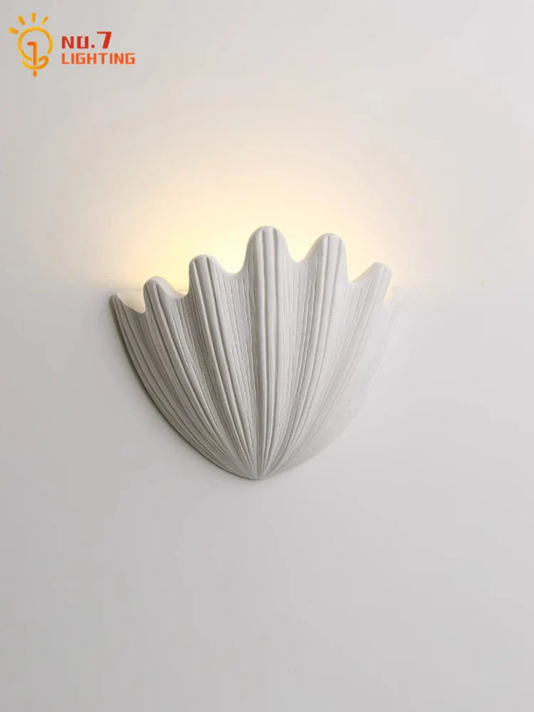 Afralia™ French Medieval Shell Gypsum Wall Lamp LED G9 Designer Retro for Living Room & Bedroom