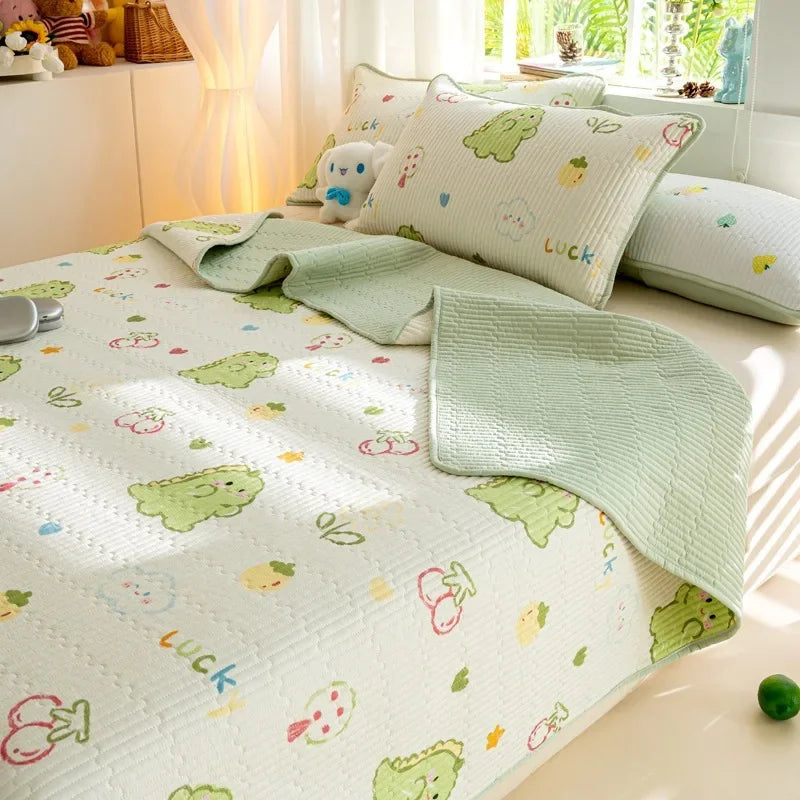 Afralia™ Cartoon Pattern Cotton Single Mattress Mat: Summer Comfort & Non-Slip Performance