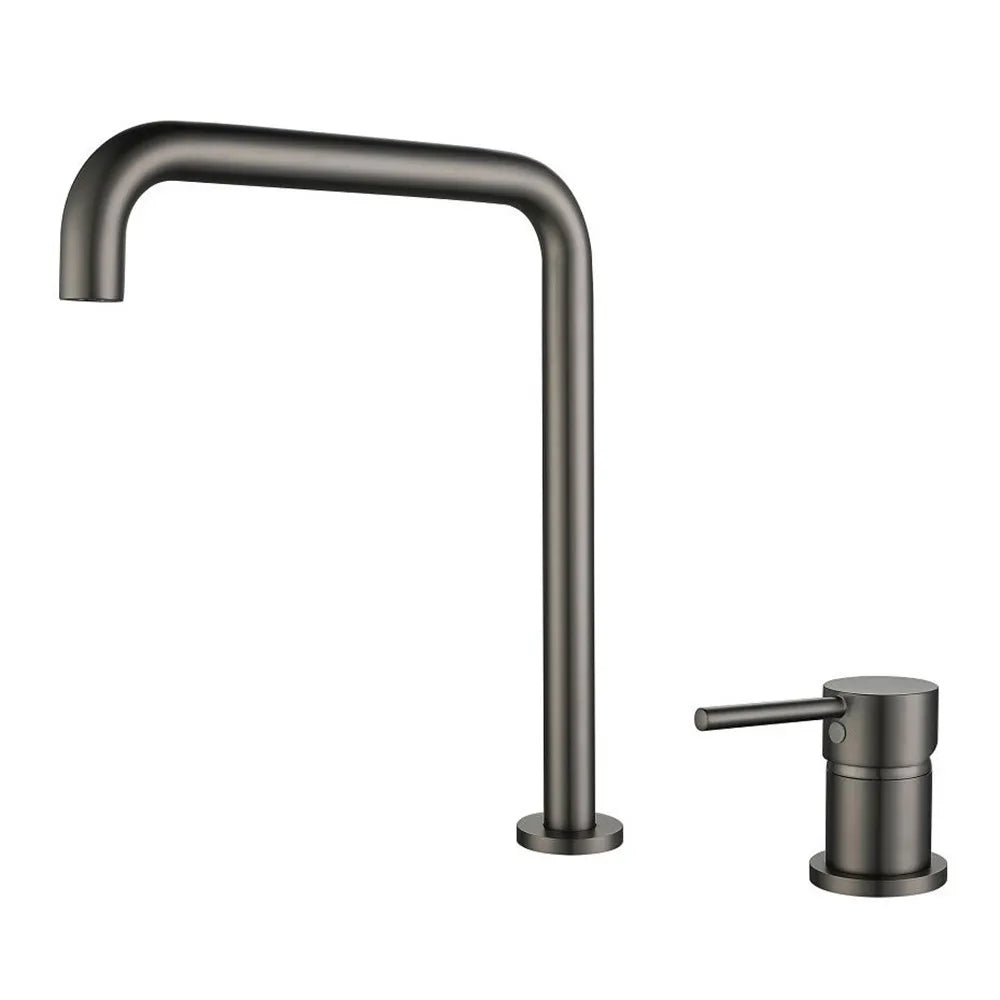 Afralia™ Gun Grey Bathroom Faucet with Super Long Pipe, 360° Rotating, Two Holes