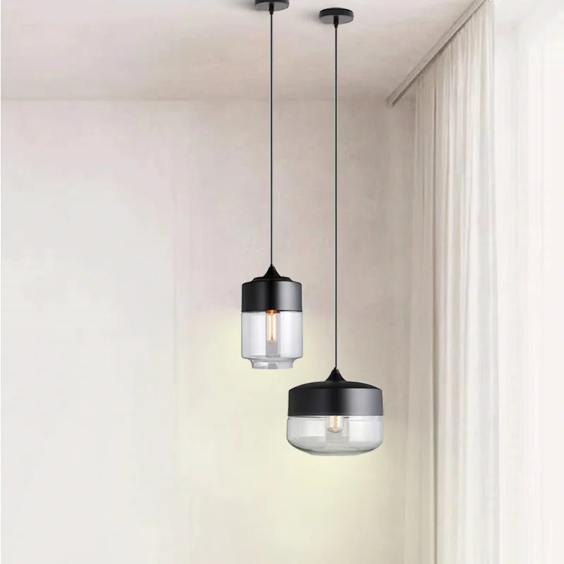 Afralia™ Black Glass Pendant Lights: Modern Nordic Chandelier for Dining Room, Kitchen, Bedroom, and Restaurant