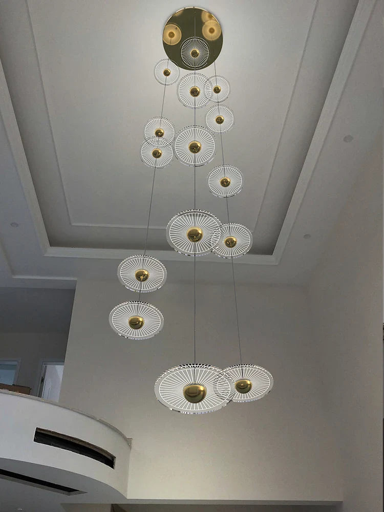 Afralia™ LED Chandelier for Revolving Staircase | Loft Villa Ceiling Hanging Lamp