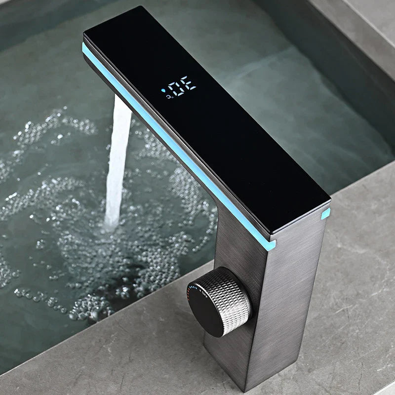 Afralia™ LED Temperature Display Basin Faucet with LCD Screen, Cold Hot Mixer Sink Tap