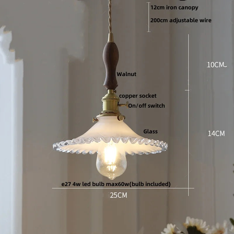 Afralia™ White Glass LED Pendant Lamp Copper Hanging Light Nordic Modern