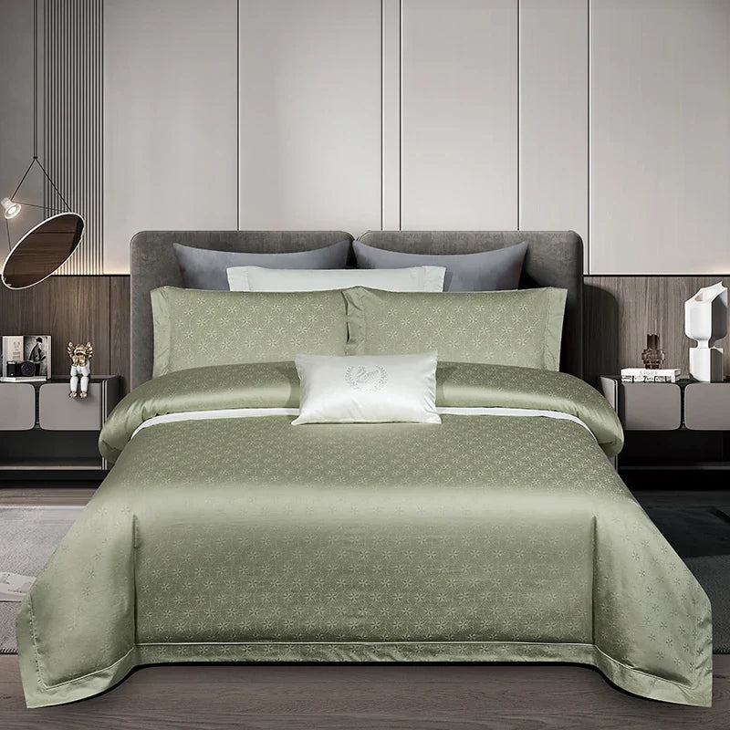 Afralia™ Luxury Egyptian Cotton Jacquard Bedding Set, Silky Soft Queen Size, 1400TC
