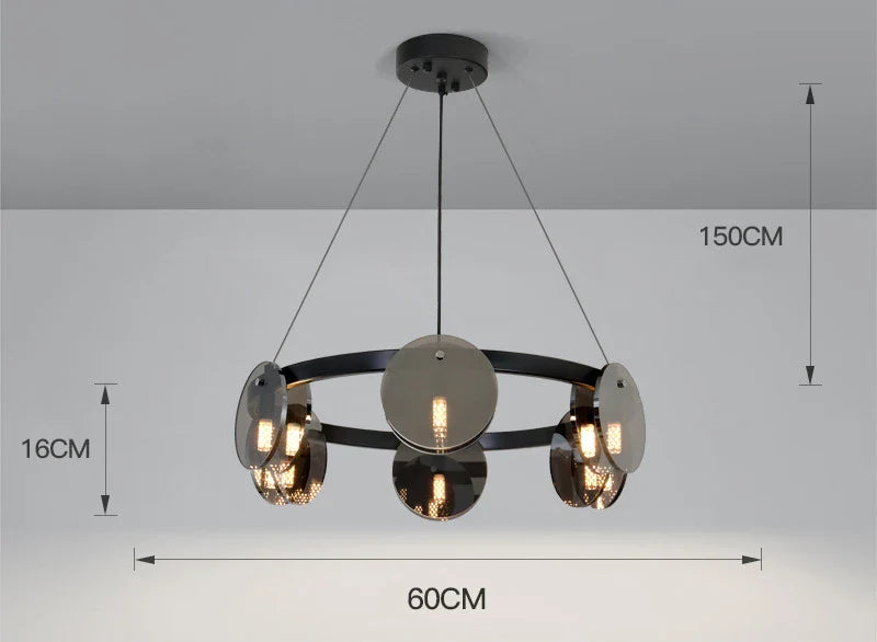 Afralia™ Nordic Grey/Gold Glass Pendant Light for Living Room, Dining Table, Kitchen Island