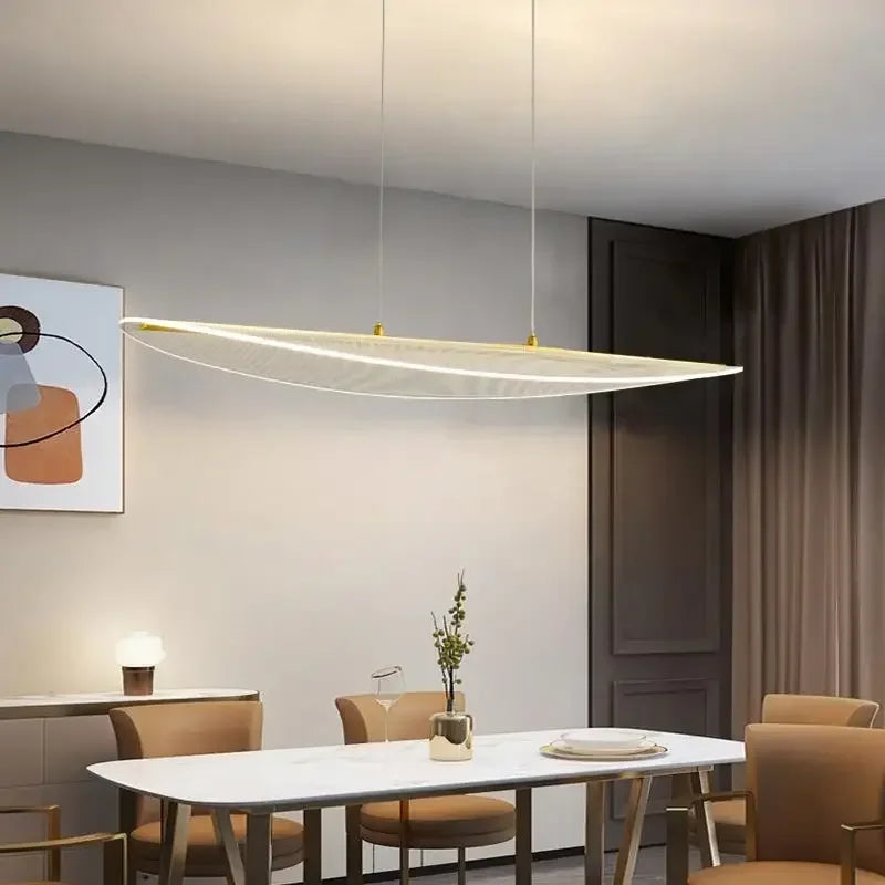 Afralia™ LED Chandelier: Nordic Long Curve Pendant Light for Home Office Dining Decor