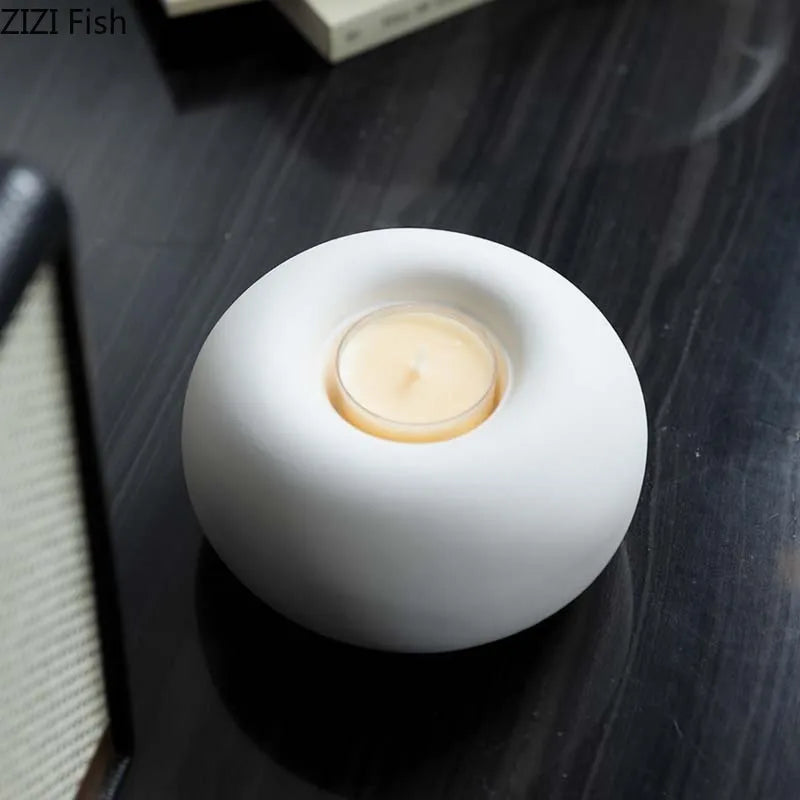 Afralia™ Round White Ceramic Candle Holder Home Decor Aroma Diffuser Wax Melt Burner