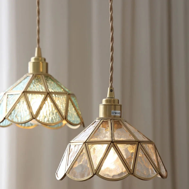 Afralia™ Nordic LED Pendant Light Glass Kitchen Dining Room Copper Hanging Lamp