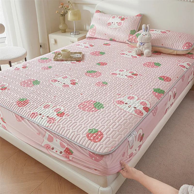 Afralia™ Cute Cartoon Pattern Cooling Fitted Sheet with Natural Latex Fabric