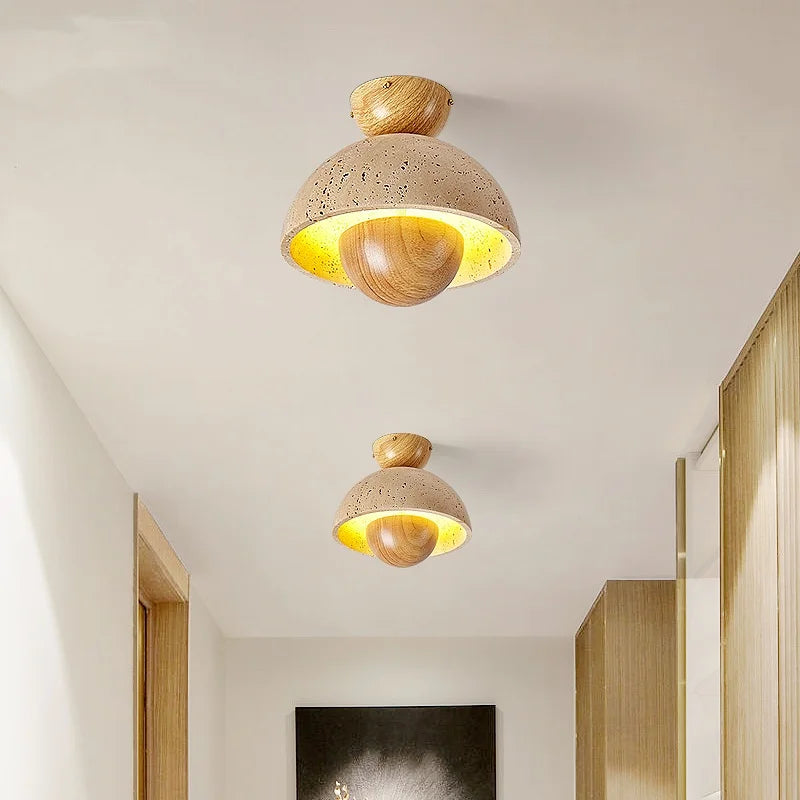 Afralia™ Yellow Cave Stone LED Ceiling Light: Vintage Loft Kitchen Living Room Lamp