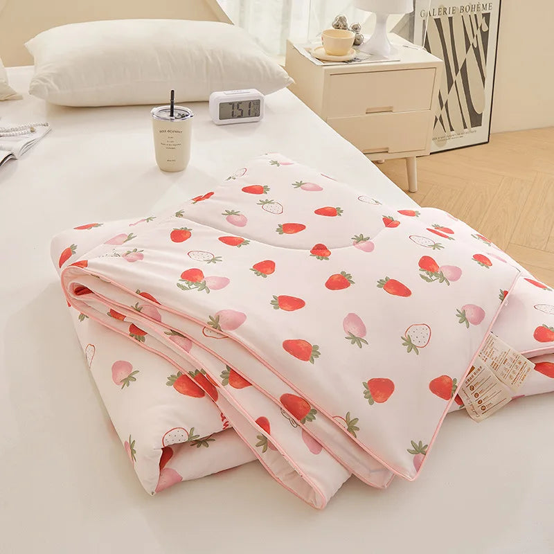 Afralia™ Floral Pattern Thin Cooling Quilt for Spring Summer Comfort.