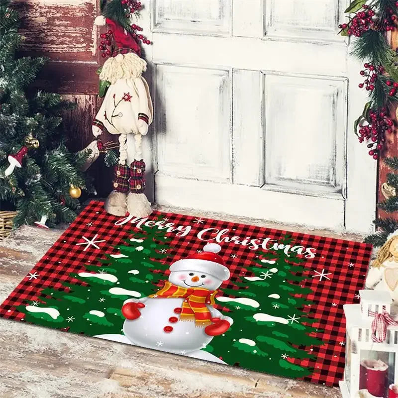 Afralia™ Christmas Snowman Non-slip Floor Mat
