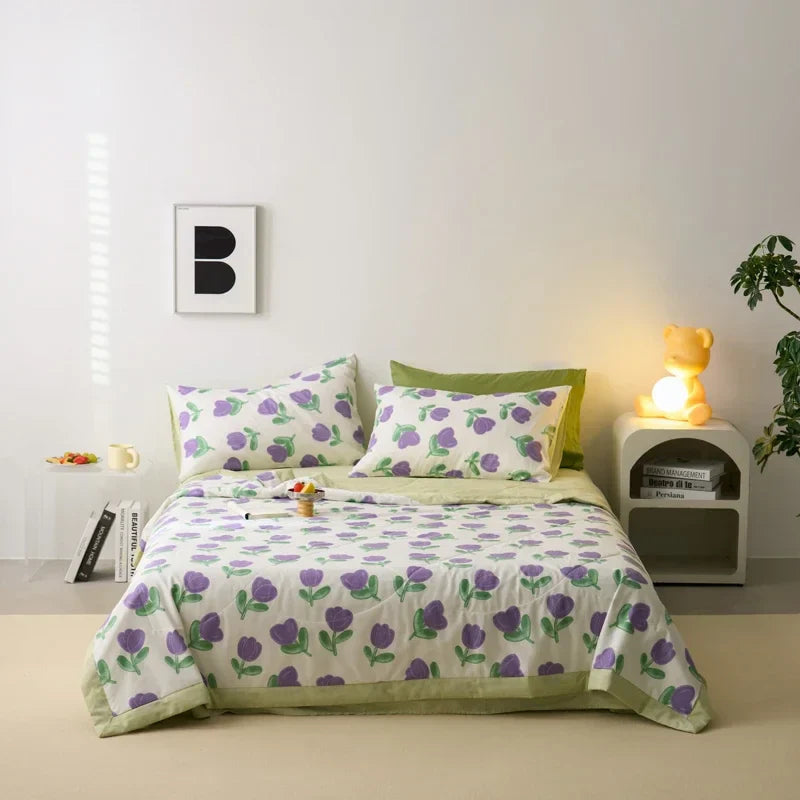 Afralia™ Summer Thin Quilt Cotton Blanket Bedding Filler Twin Queen Size