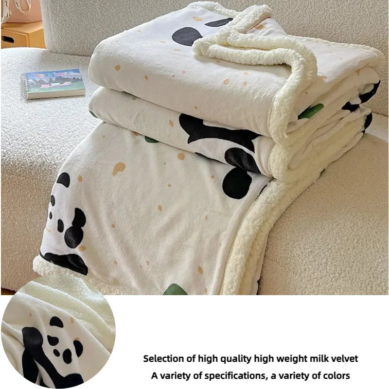 Afralia™ Cartoon Lamb Wool Blanket: Double-Layered, Thick & Warm for Children & Adults