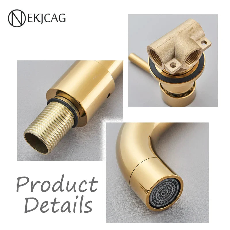 Afralia™ Gold Basin Faucet: Single Handle, Hot & Cold Water, Matte Black Finish