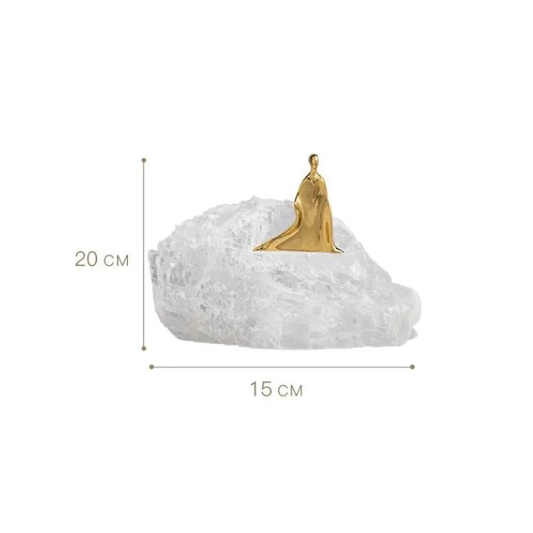Afralia™ Golden Man Crystal Mountain Sculpture Home Decor Handcraft