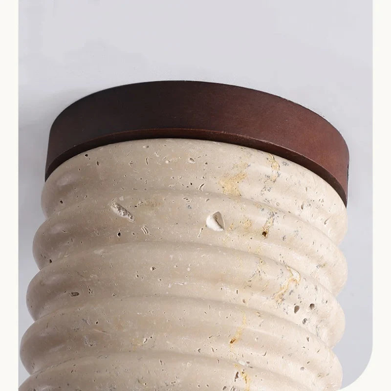 Afralia™ LED Wood Yellow Travertine Ceiling Light - Modern Style for Home Decor