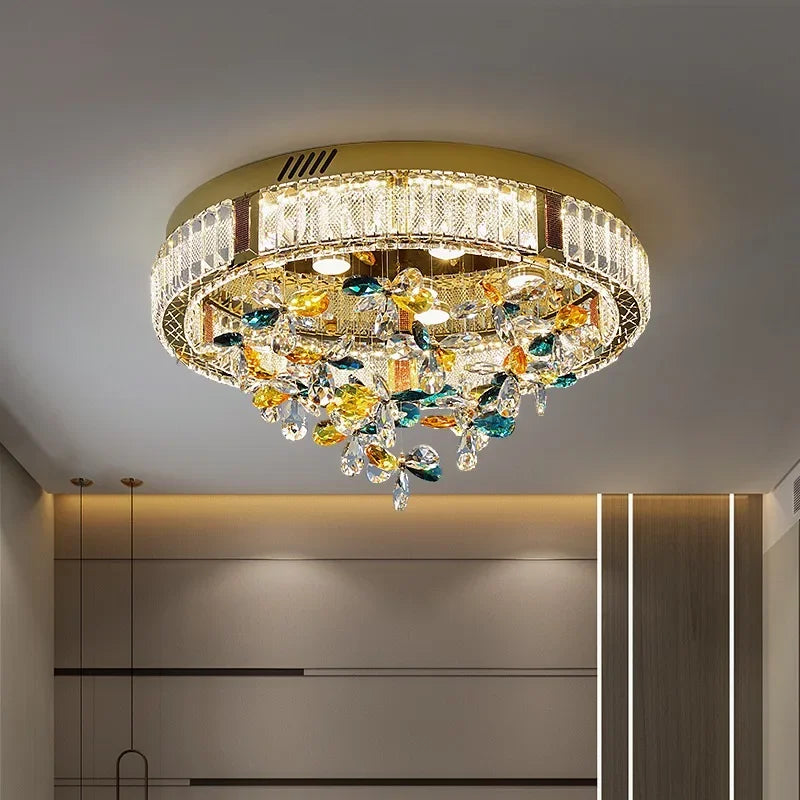 Afralia™ Crystal Flower LED Ceiling Lamps: Modern Home Decor, Colorful Round Lights