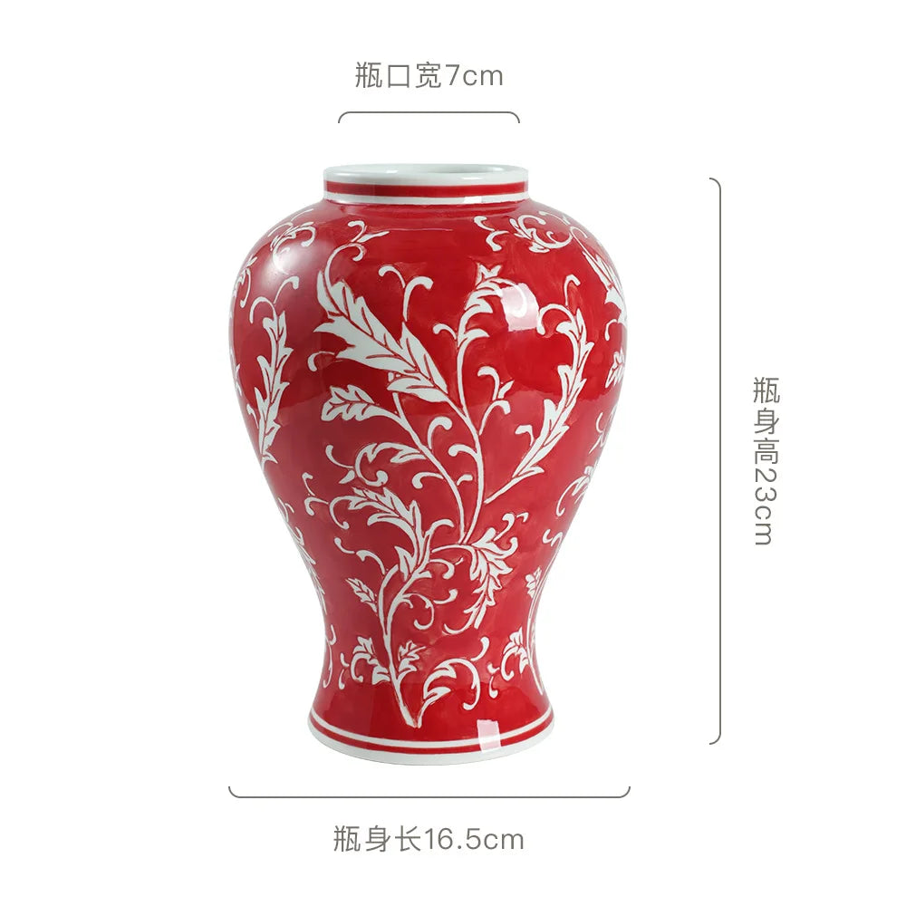 Afralia™ Blue White Porcelain Vase Chinese Retro Home Decor Flower Vase