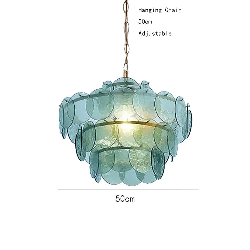 Afralia™ Modern Glass Piece Chandelier for Living Room, Green Amber Clear Lighting Fixtures