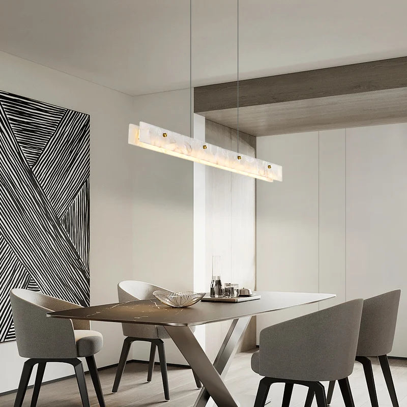 Afralia™ Marble Strip Pendant Light: Luxury Natural Stone Dining Table Chandelier