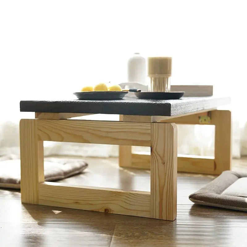 Afralia™ Solid Wood Tatami Small Tea Table - Folding Japanese Style Balcony Coffee Table