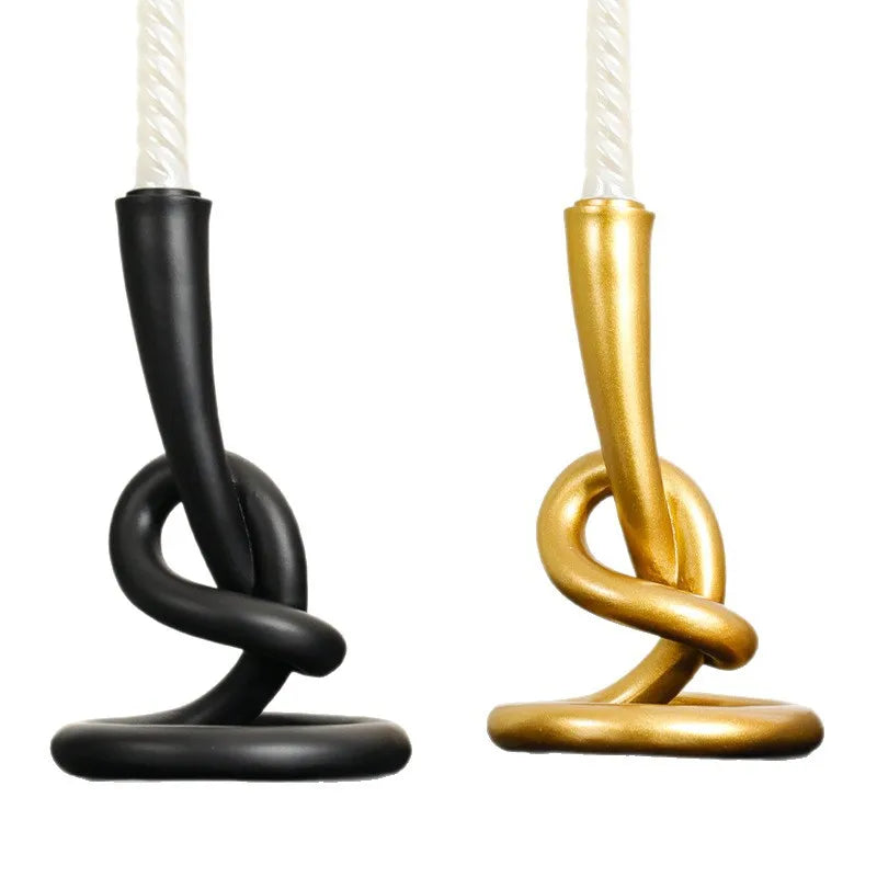 Afralia™ Resin Handicrafts Knot Candle Holder Geometric Home Decor Candelabros