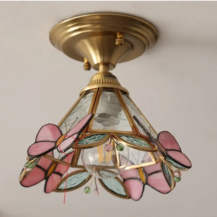 Afralia™ Modern Butterfly Glass Ceiling Light Fixture
