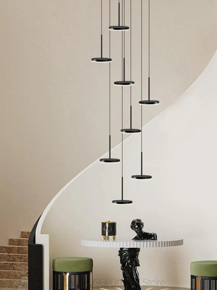 Afralia™ Nordic LED Staircase Chandelier: Modern Living Room Pendant Light