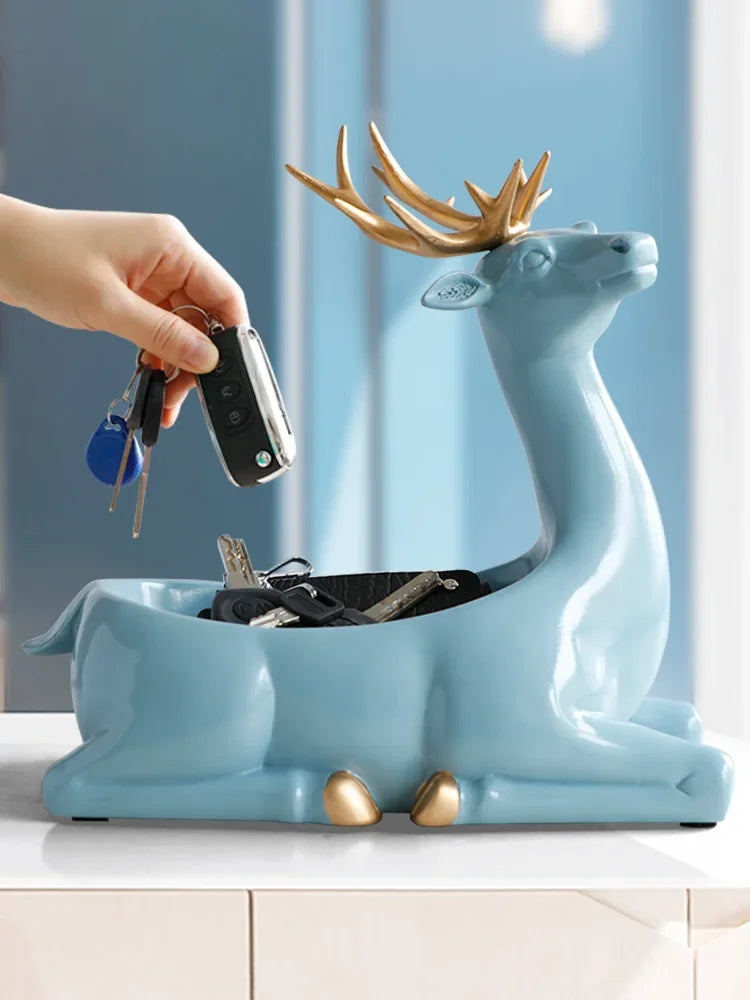 Afralia™ Elegant Resin Deer Key Storage & Home Decoration Ornaments