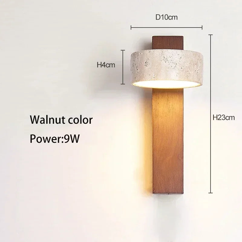 Afralia™ Travertine Wall Sconce Light Wood Rotatable for Bedroom Bedside