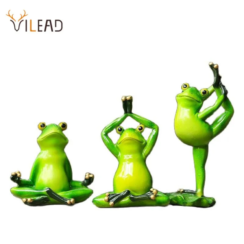 Afralia™ Yoga Frog Figurine: Interior Ornament for Home, Office, or Living Room Decor