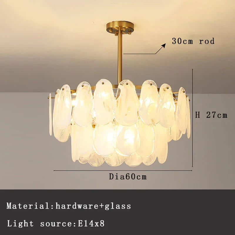 Afralia™ Golden French Modern Glass Chandelier Light, LED Indoor Decorative Lighting Fixture